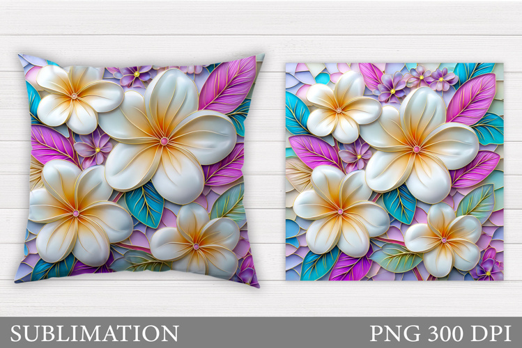 Tropical Flowers Pillow Design. Floral Pillow Sublimation