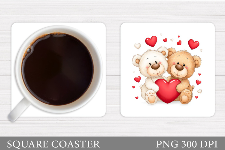 Valentines Bear Coaster. Valentines Coaster Sublimation