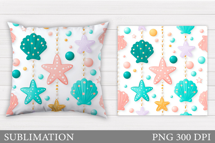 Starfish Pillow Sublimation. Seashell Pillow Design