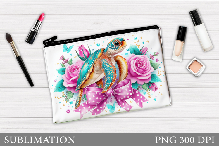 Turtle Makeup Bag Sublimation. Sea Turtle Makeup Pouch