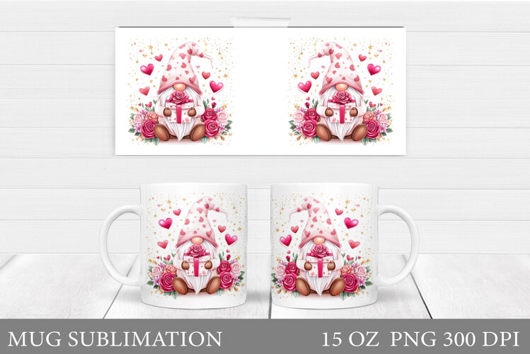 Valentines Gnome Mug. Valentines Mug Sublimation example image 1