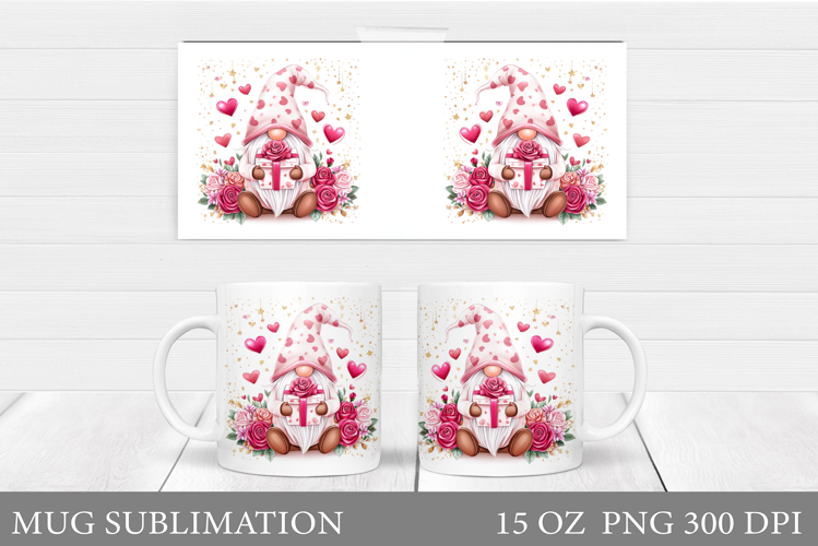 Valentines Gnome Mug. Valentines Mug Sublimation