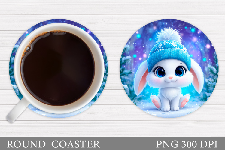 Christmas Bunny Coaster. Christmas Coaster Sublimation