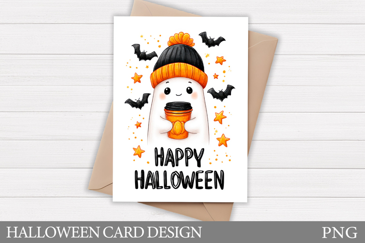 Cute Halloween Card Design. Halloween Ghost Card Printable