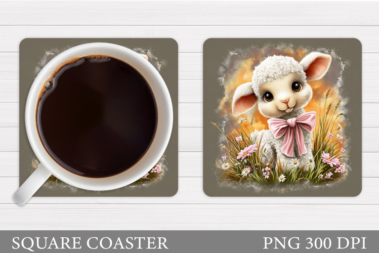 Cute Lamb Coaster Design. Cute Lamb Sublimation