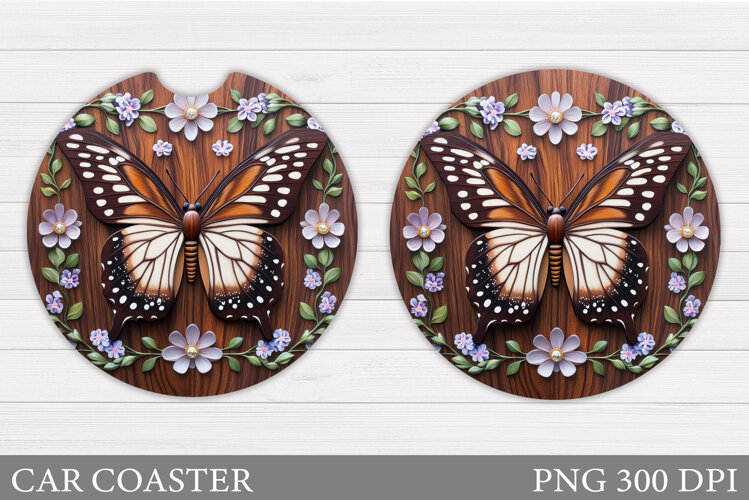 Butterfly Car Coaster Design. Butterfly Sublimation example image 1
