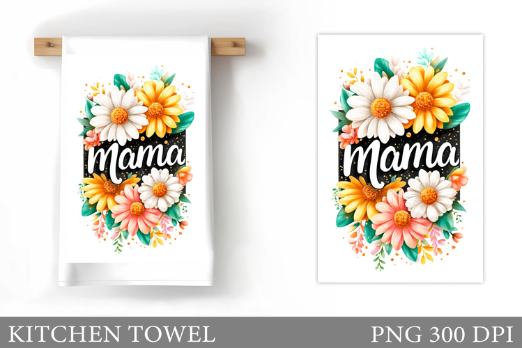 Mother's Day Kitchen Towel. Flowers Kitchen Towel Design