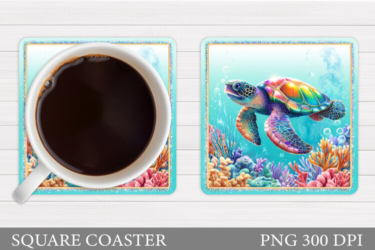 Sea Turtle Coaster Design. Turtle Coaster Sublimation example image 1