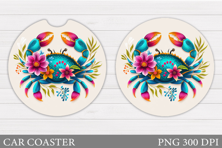Crab Car Coaster Design. Sea Car Coaster Sublimation