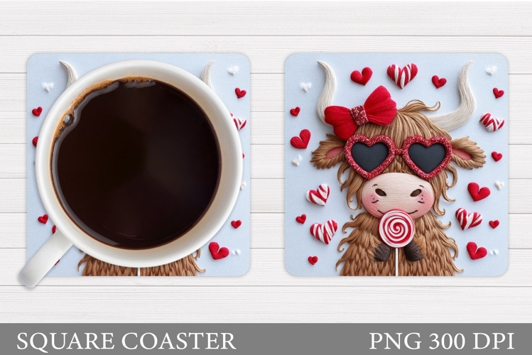 Valentines Cow Coaster Design. Valentines Square Coaster