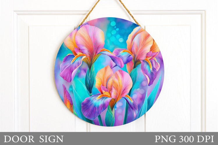 Irises Door Sign Sublimation. Widflowers Door Sign Design