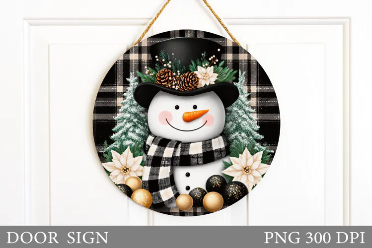 Snowman Door Sign Sublimation. Christmas Door Sign Design