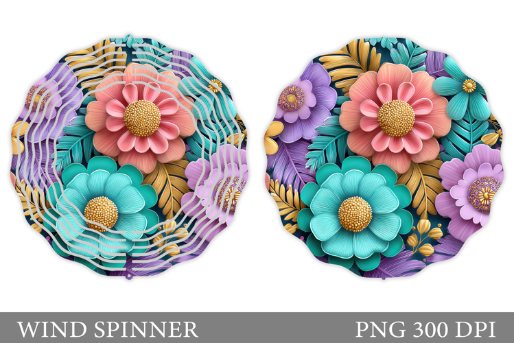 Floral Wind Spinner Sublimation. Flowers Wind Spinner Design