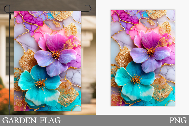 Flowers Garden Flag Sublimation. Floral Garden Flag Design