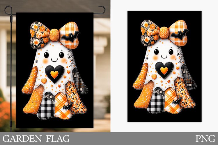 Ghost Garden Flag Sublimation. Halloween Garden Flag Design example image 1