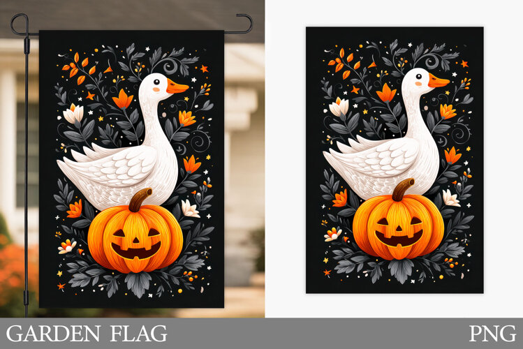 Fall Goose Garden Flag Design. Fall Garden Flag Sublimation example image 1