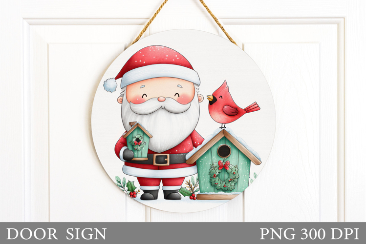 Santa Claus Door Sign Design. Christmas Snowman Door Sign