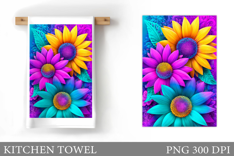 Sunflowers Kitchen Towel. Flowers Kitchen Towel Design