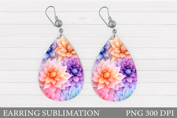 Flowers Earring Design. Floral Earring Sublimation