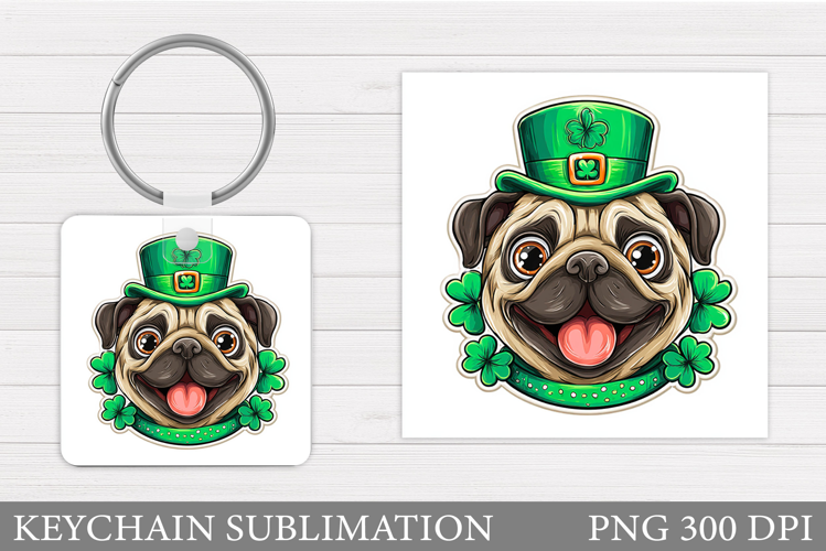 St Patrick Dog Keychain. St Patrick Keychain Sublimation
