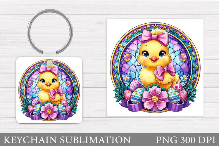 Easter Chick Keychain Sublimation. Easter Keychain Design example image 1