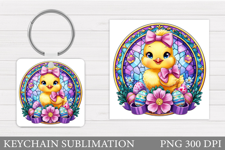 Easter Chick Keychain Sublimation. Easter Keychain Design
