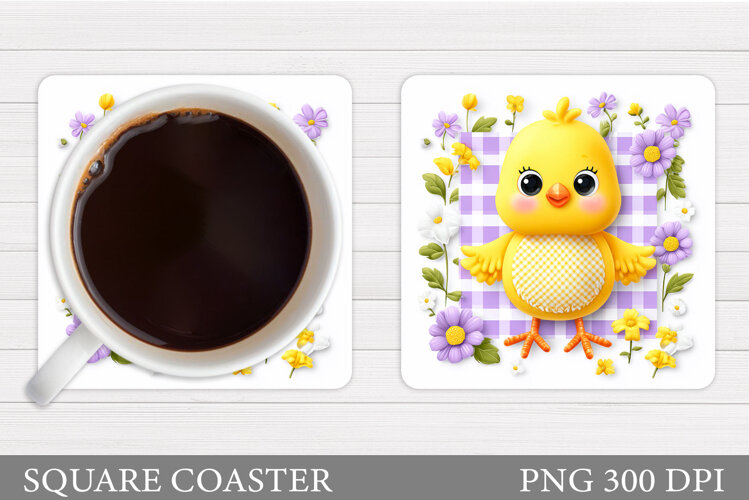 Cute Chick Coaster Design. Spring Chick Coaster Sublimation example image 1