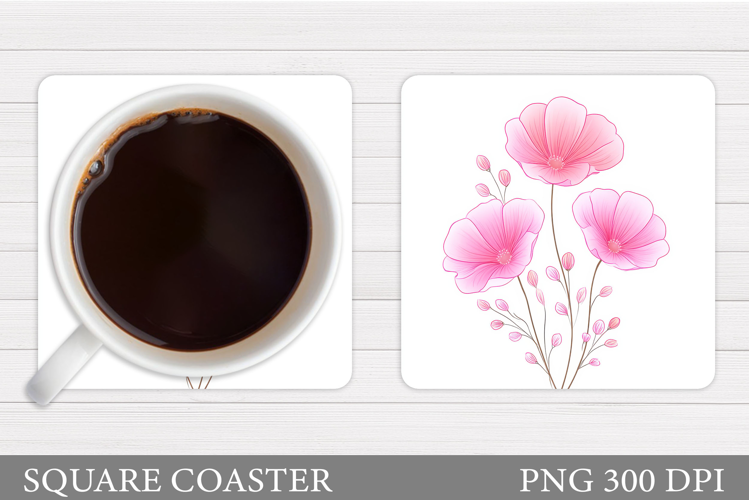 Flowers Coaster Sublimation. Floral Coaster Design
