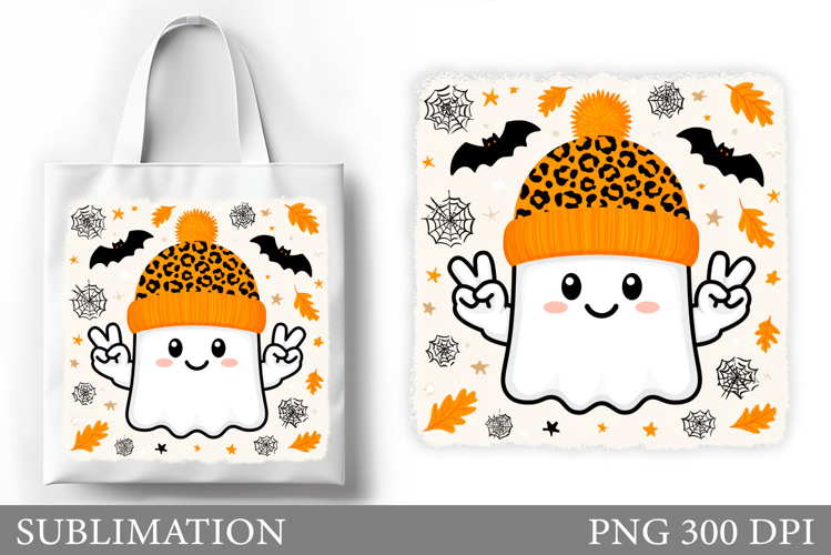 Ghost Tote Bag Sublimation. Halloween Tote Bag Design