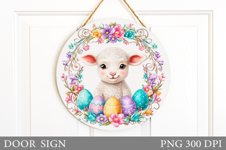 Easter Lamb Door Sign Design. Easter Door Sign Sublimation
