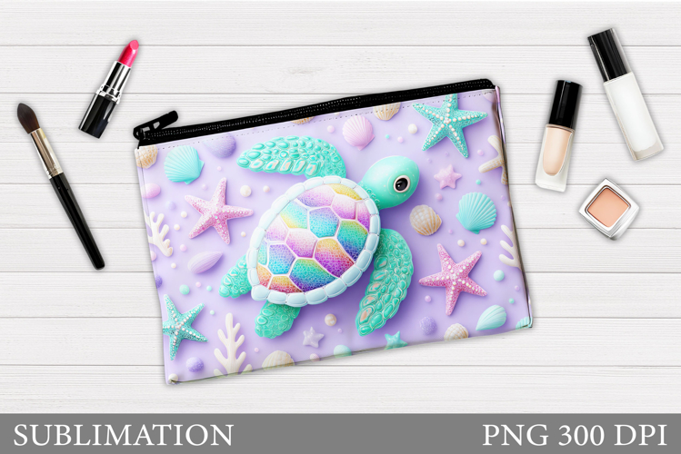Turtle Cosmetics Bag Design. Sea Turtle Makeup Pouch