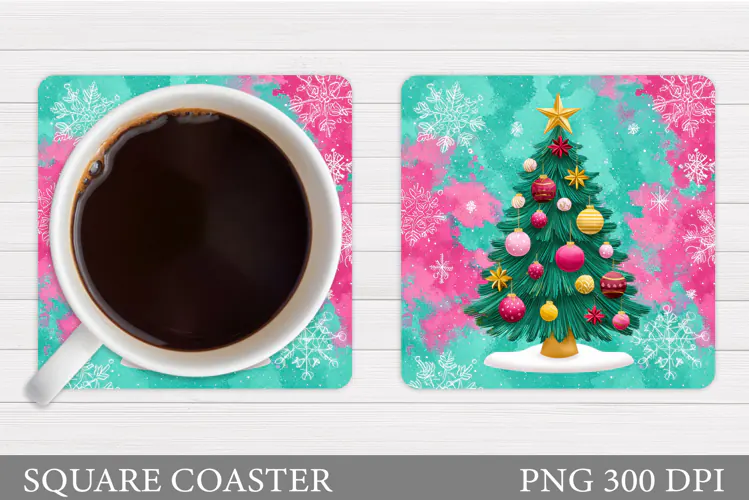 Christmas Tree Coaster Design. Christmas Coaster Sublimation