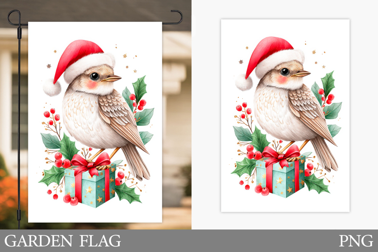 Christmas Bird Garden Flag. Christmas Garden Flag Design