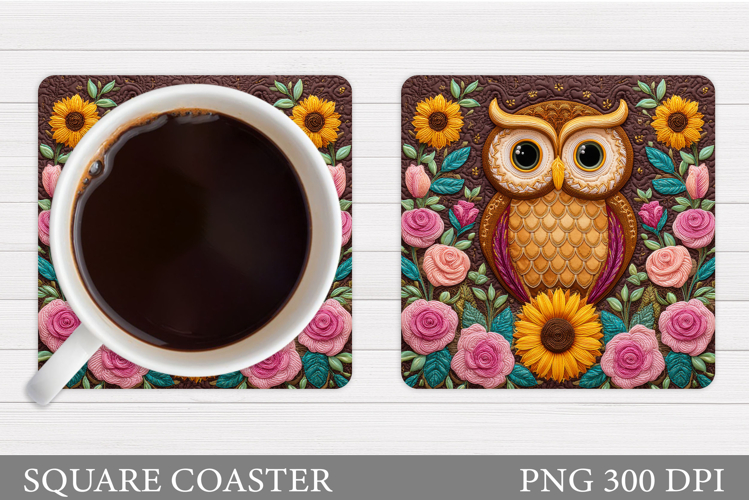 Cute Owl Coaster Design. Cute Owl Sublimation