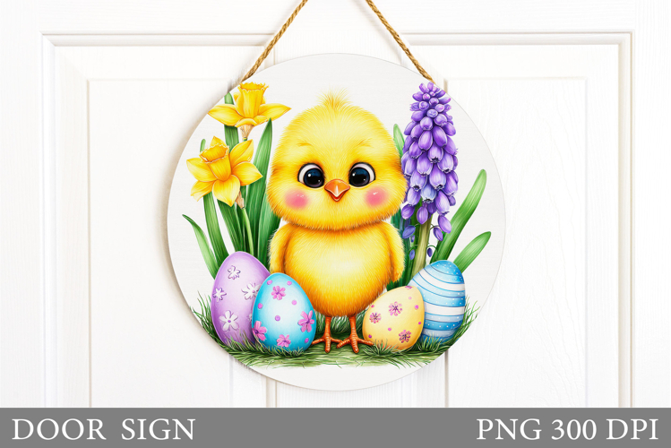 Easter Chick Door Sign Design. Easter Door Sign Sublimation