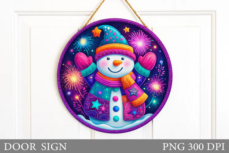 Snowman Door Sign Sublimation. Christmas Door Sign Design