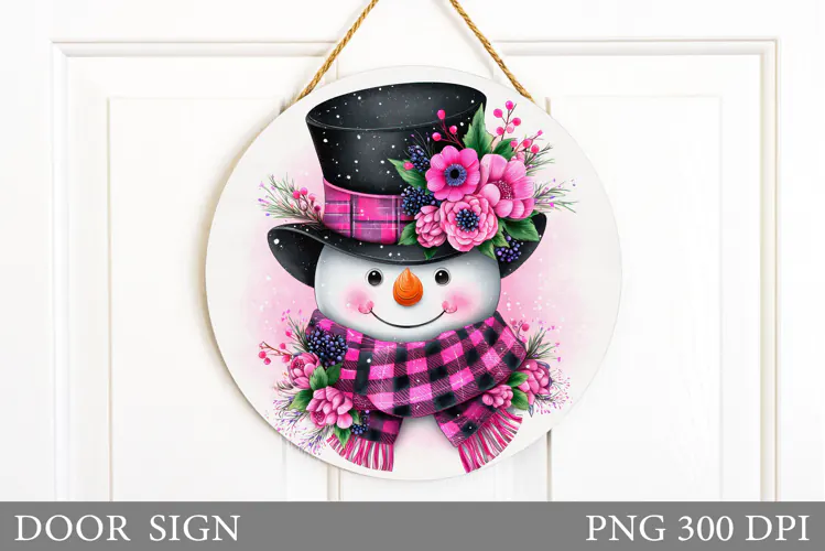 Snowman Door Sign Sublimation. Christmas Door Sign Design