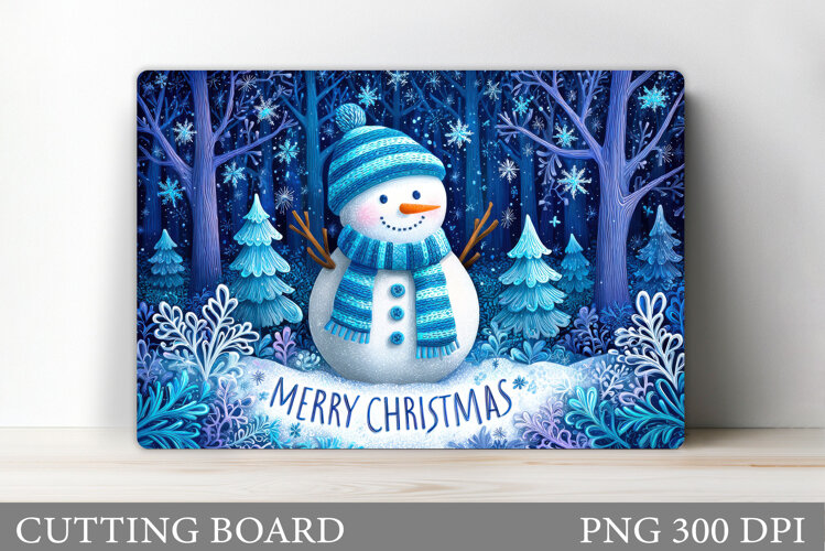 Snowman Cutting Board Design. Christmas Cutting Board example image 1