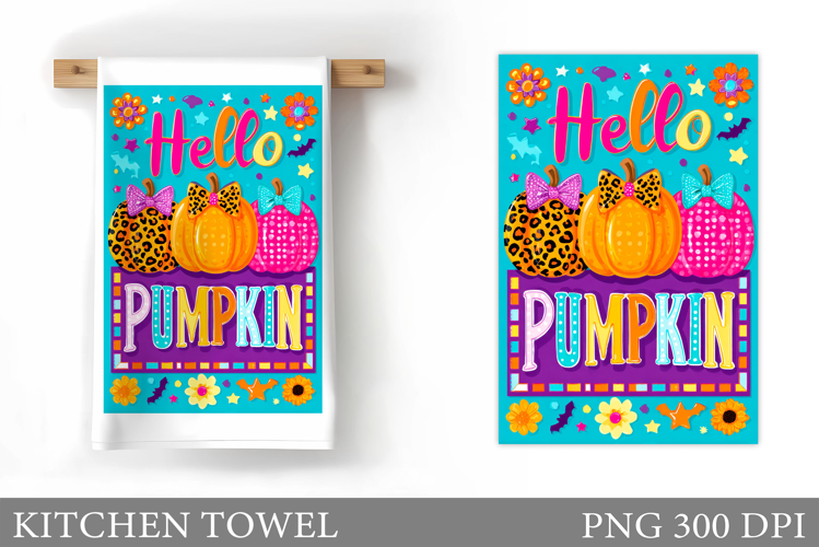 Pumpkin Kitchen Towel. Fall Kitchen Towel Sublimation
