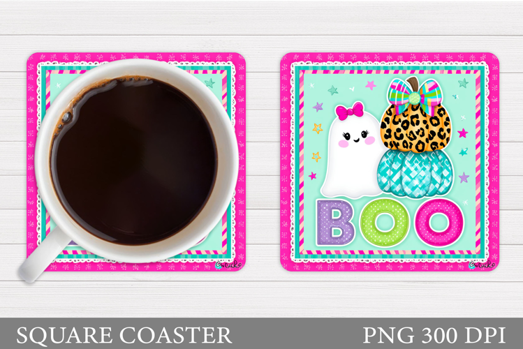 Boo Coaster Design. Halloween Sublimation