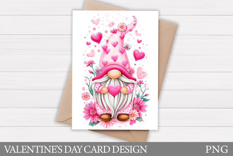 Valentines Gnome Card Printable. Valentines Card Design