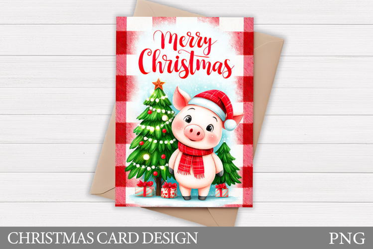 Christmas Card Design. Christmas Pig Card Printable