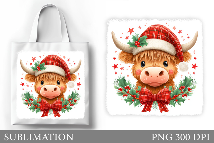Christmas Cow Tote Bag. Christmas Tote Bag Sublimation