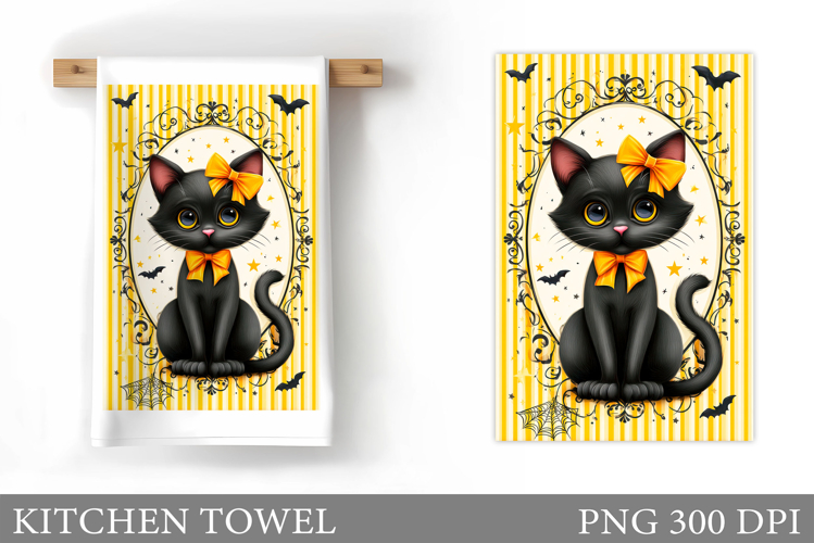 Halloween Cat Kitchen Towel. Halloween Kitchen Towel Design
