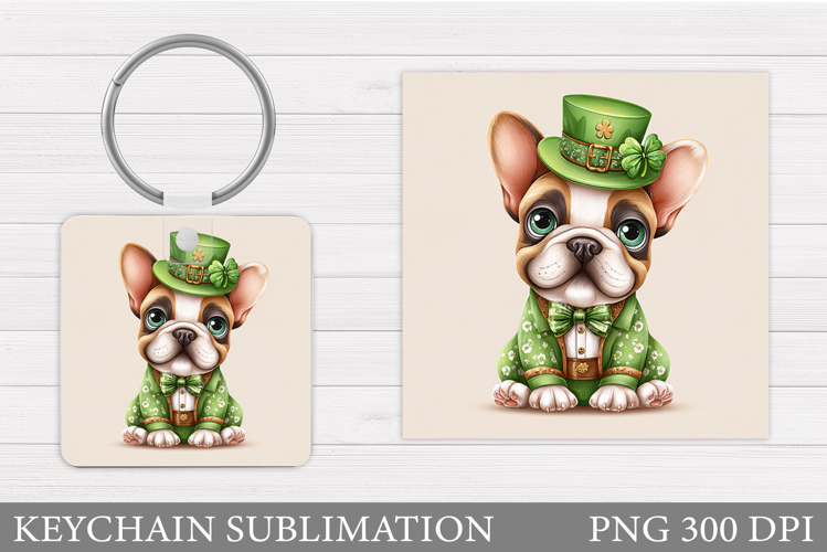 St Patrick Dog Keychain. St Patrick Keychain Sublimation