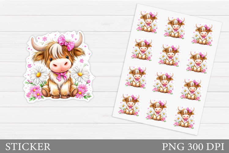 Cute Cow Sticker Design. Cow Sticker Printable