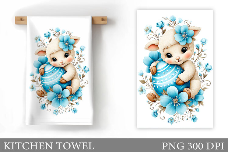 Easter Lamb Kitchen Towel. Easter Kitchen Towel Design example image 1