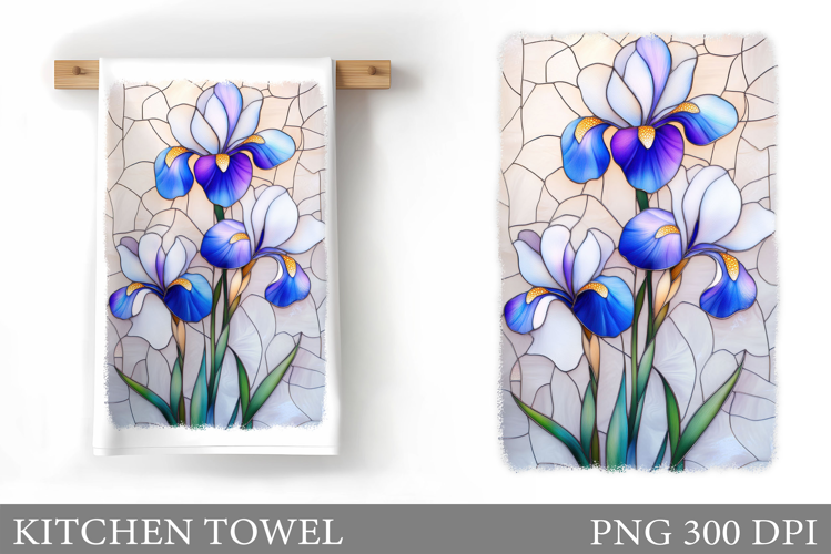 Irises Kitchen Towel. Flowers Kitchen Towel Design