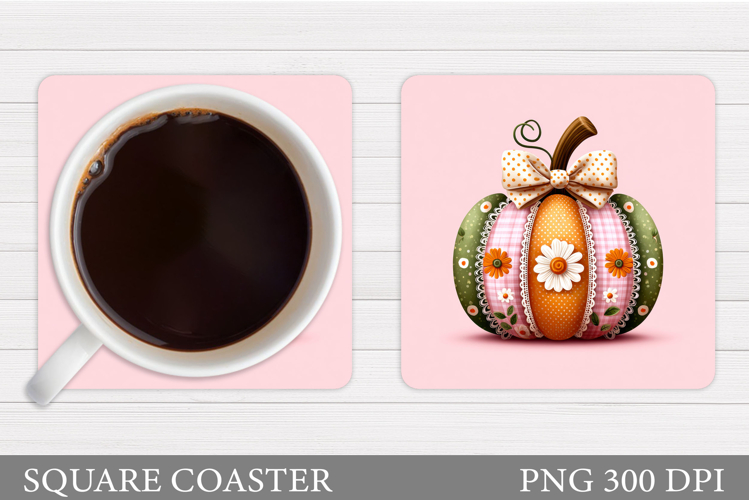 Pumpkin Coaster Design. Flowers Coaster Sublimation