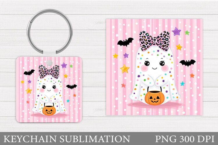 Ghost Keychain Design. Halloween Keychain Sublimation example image 1